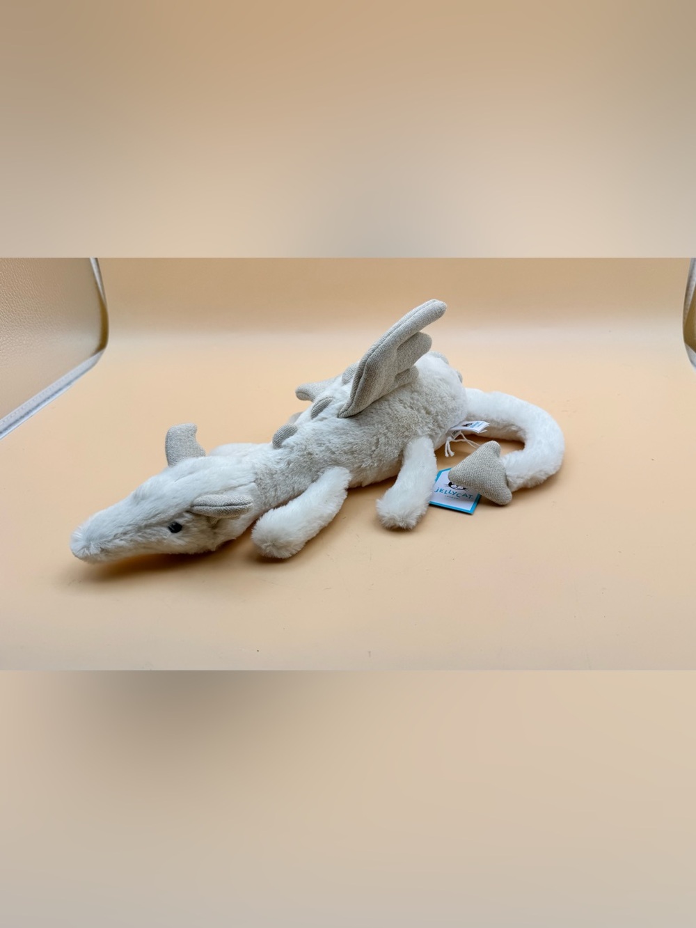 Jellycat Cream and Light Gray Plush Dragon